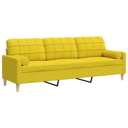 Sofa 3-Sitzer mit Zierkissen Hellgelb 210 cm Stoff