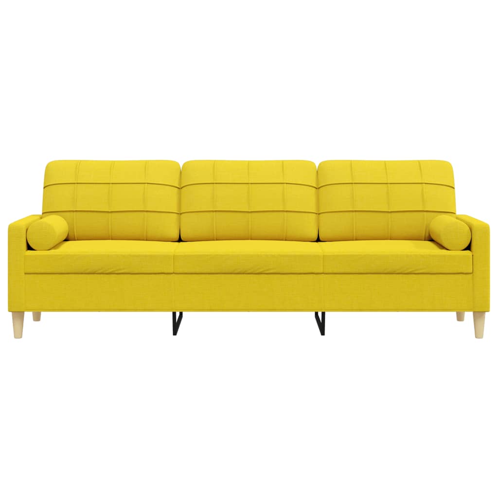 Sofa 3-Sitzer mit Zierkissen Hellgelb 210 cm Stoff