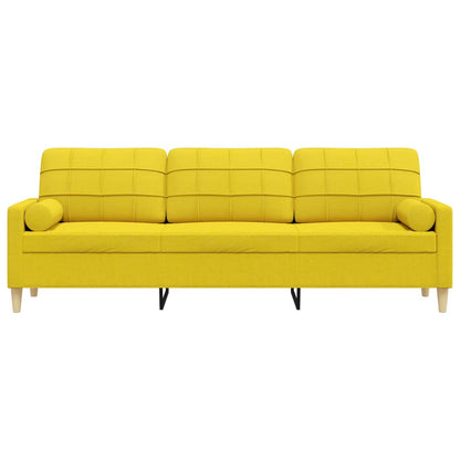 Sofa 3-Sitzer mit Zierkissen Hellgelb 210 cm Stoff