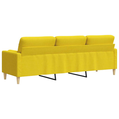 Sofa 3-Sitzer mit Zierkissen Hellgelb 210 cm Stoff