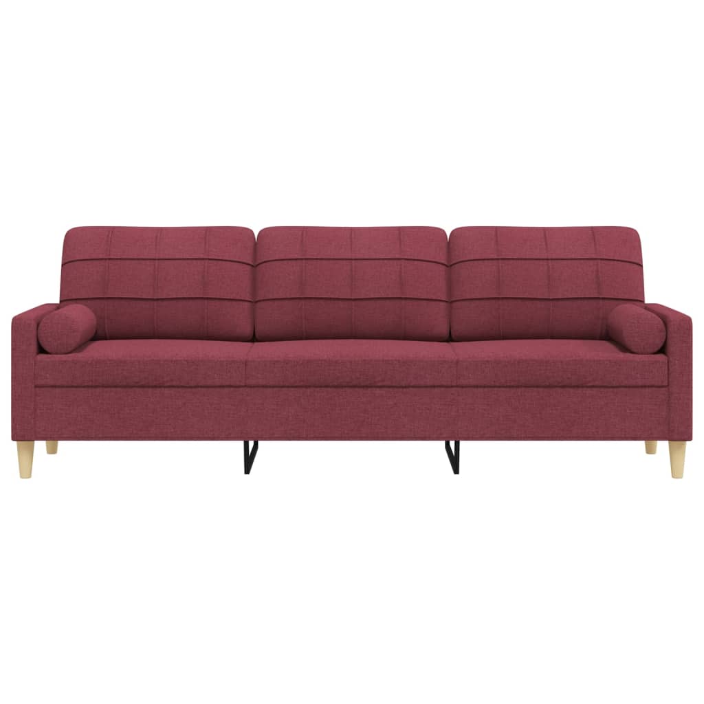 Sofa 3-Sitzer mit Zierkissen Weinrot 210 cm Stoff