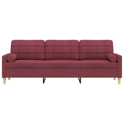 Sofa 3-Sitzer mit Zierkissen Weinrot 210 cm Stoff