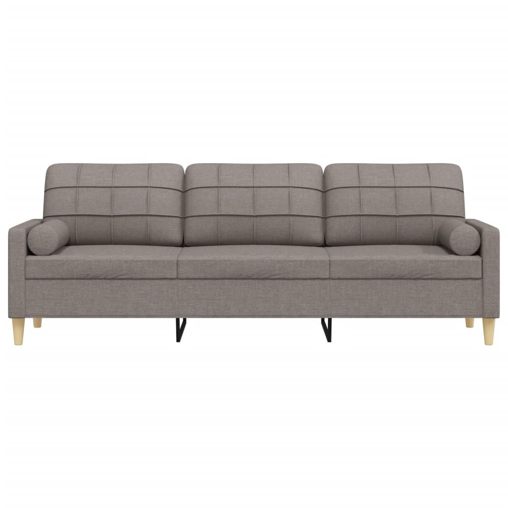 Sofa 3-Sitzer mit Zierkissen Taupe 210 cm Stoff