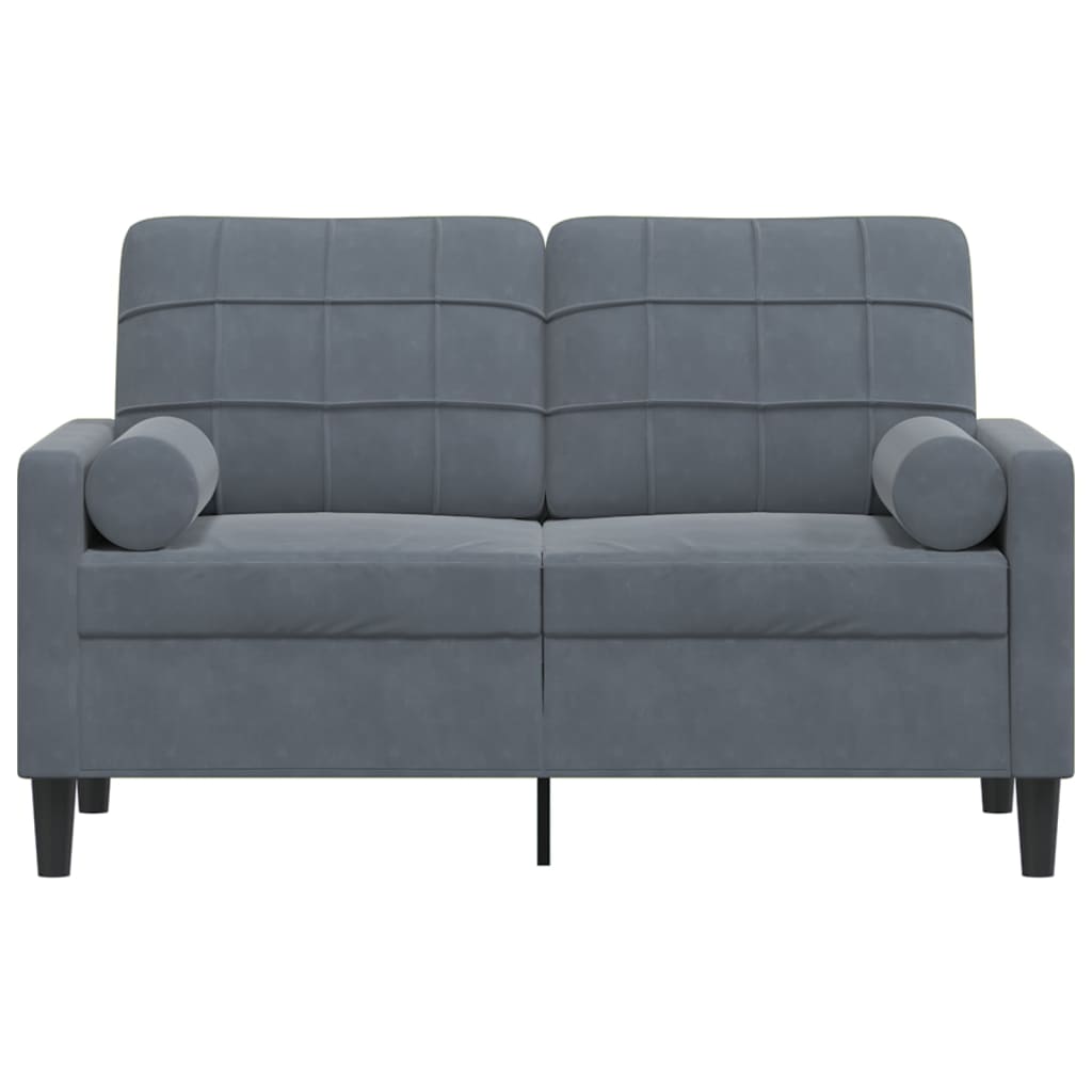 2-Sitzer-Sofa mit Zierkissen Dunkelgrau 120 cm Samt