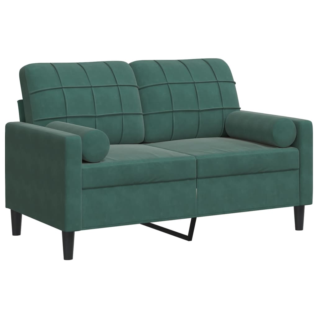 2-Sitzer-Sofa mit Zierkissen Dunkelgrün 120 cm Samt