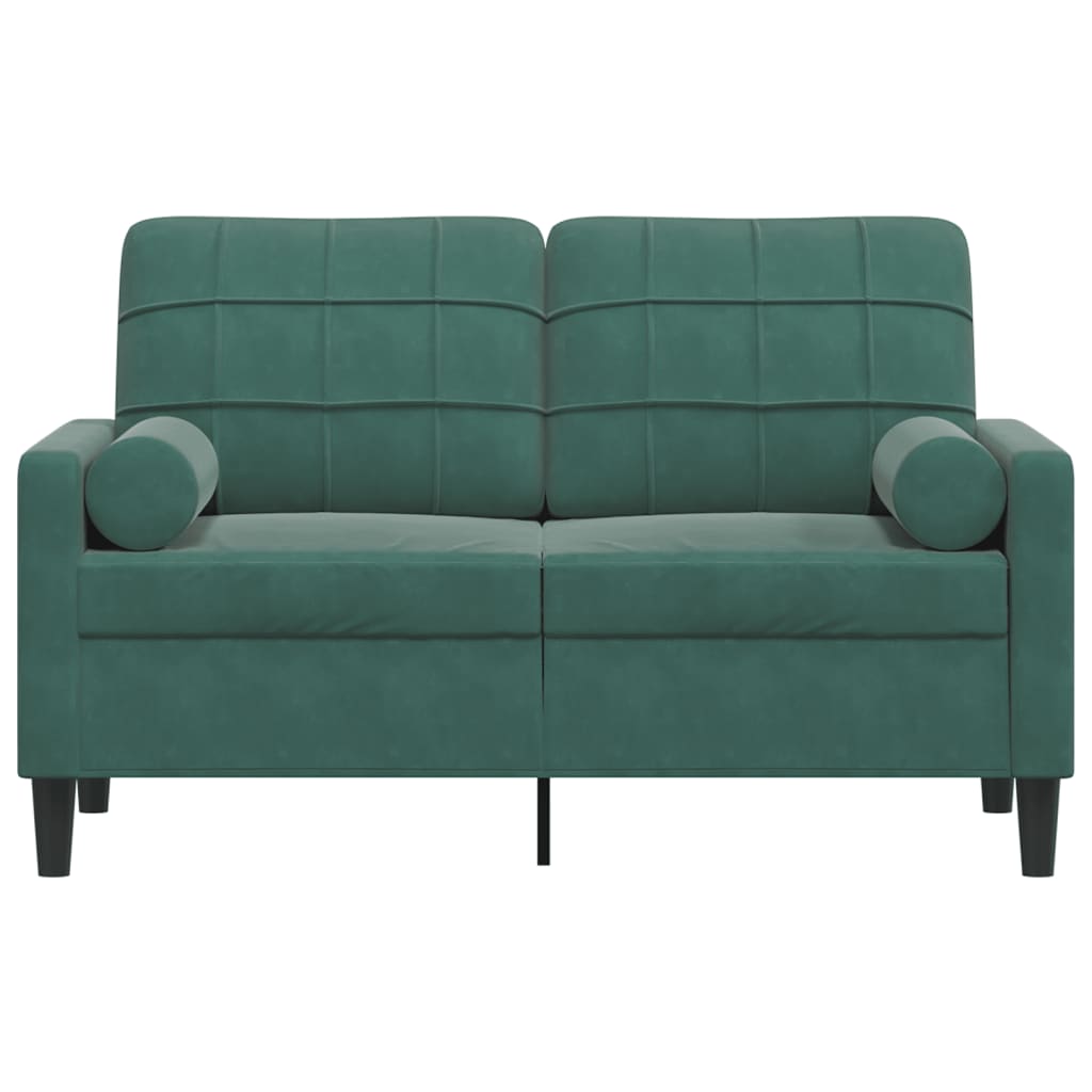 2-Sitzer-Sofa mit Zierkissen Dunkelgrün 120 cm Samt