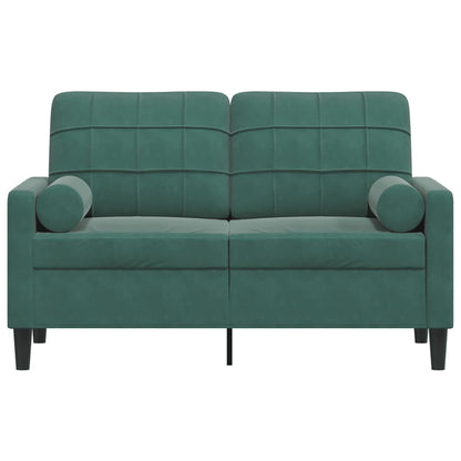 2-Sitzer-Sofa mit Zierkissen Dunkelgrün 120 cm Samt