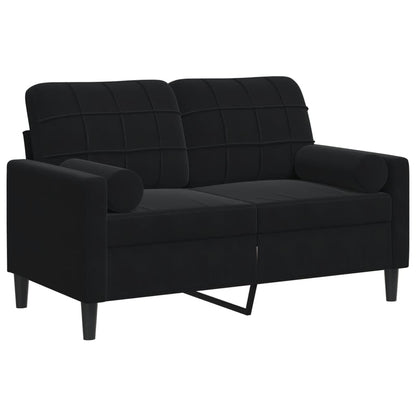 2-Sitzer-Sofa mit Zierkissen Schwarz 120 cm Samt