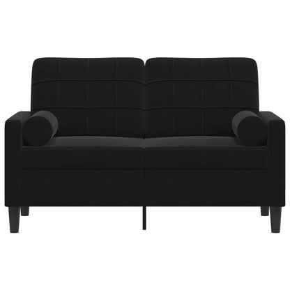 2-Sitzer-Sofa mit Zierkissen Schwarz 120 cm Samt