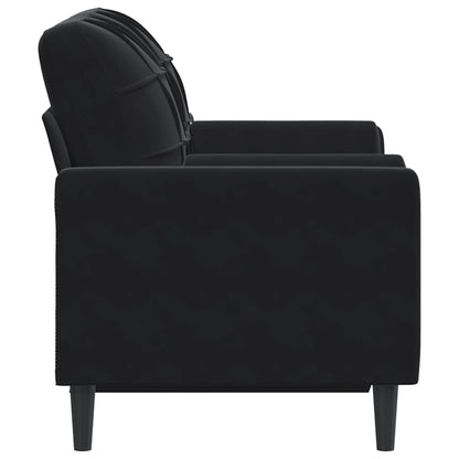 2-Sitzer-Sofa mit Zierkissen Schwarz 120 cm Samt