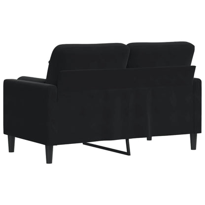 2-Sitzer-Sofa mit Zierkissen Schwarz 120 cm Samt