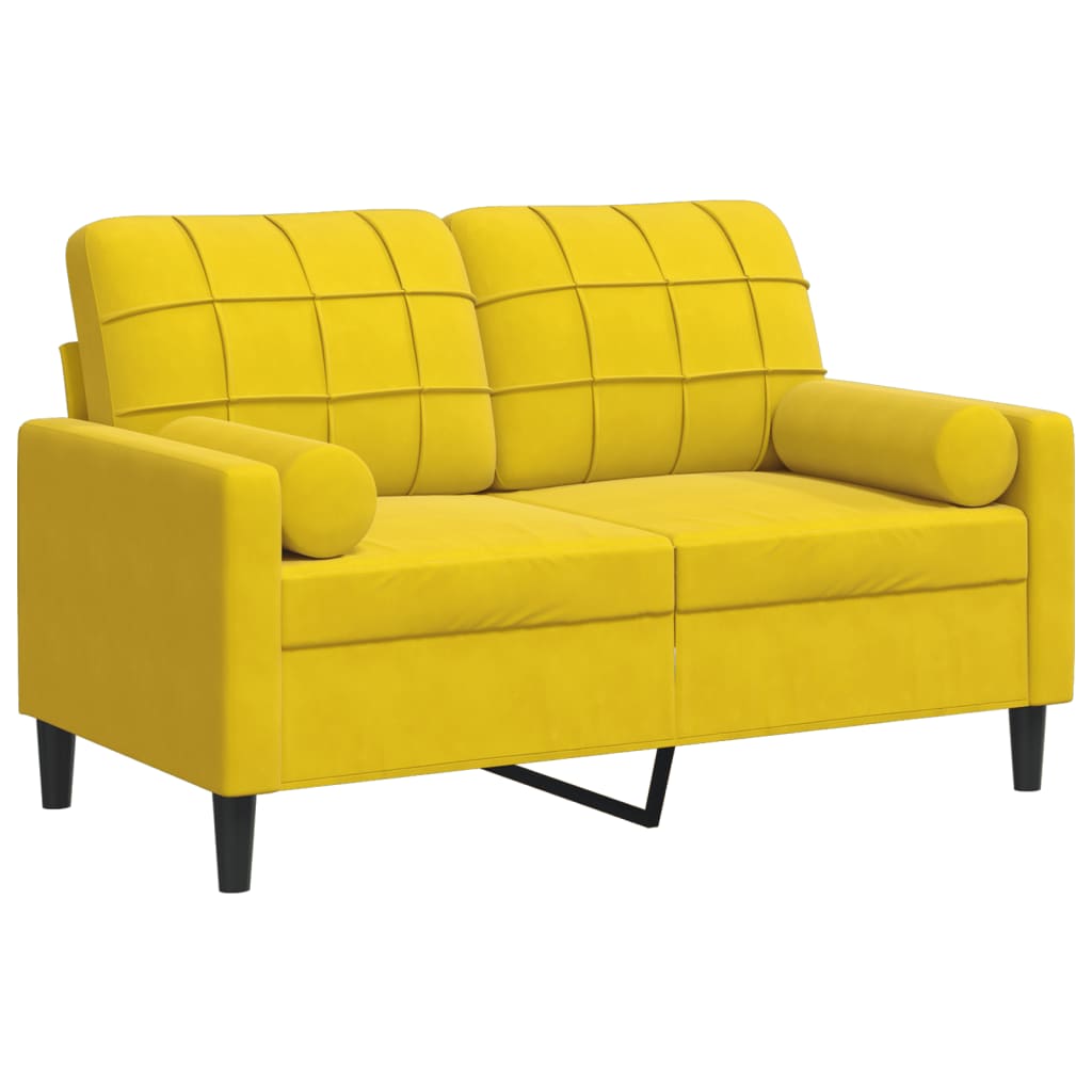 2-Sitzer-Sofa mit Zierkissen Gelb 120 cm Samt