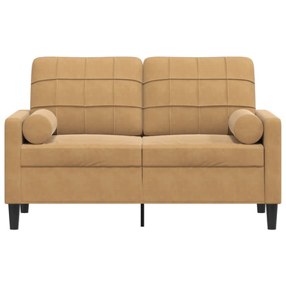 2-Sitzer-Sofa mit Zierkissen Braun 120 cm Samt