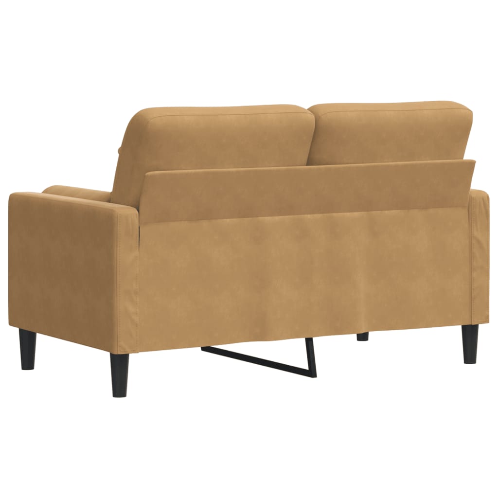 2-Sitzer-Sofa mit Zierkissen Braun 120 cm Samt