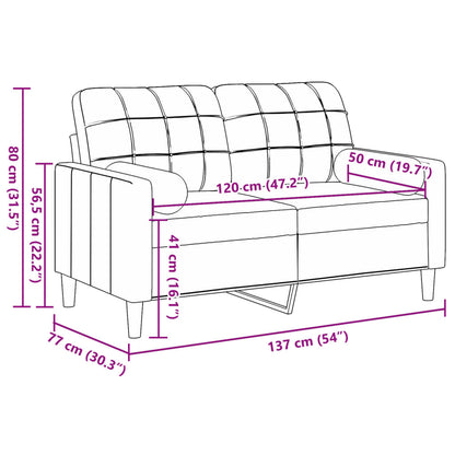 2-Sitzer-Sofa mit Zierkissen Braun 120 cm Samt