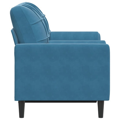 2-Sitzer-Sofa mit Zierkissen Blau 120 cm Samt