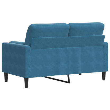 2-Sitzer-Sofa mit Zierkissen Blau 120 cm Samt