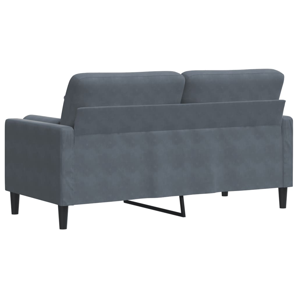 2-Sitzer-Sofa mit Zierkissen Dunkelgrau 140 cm Samt