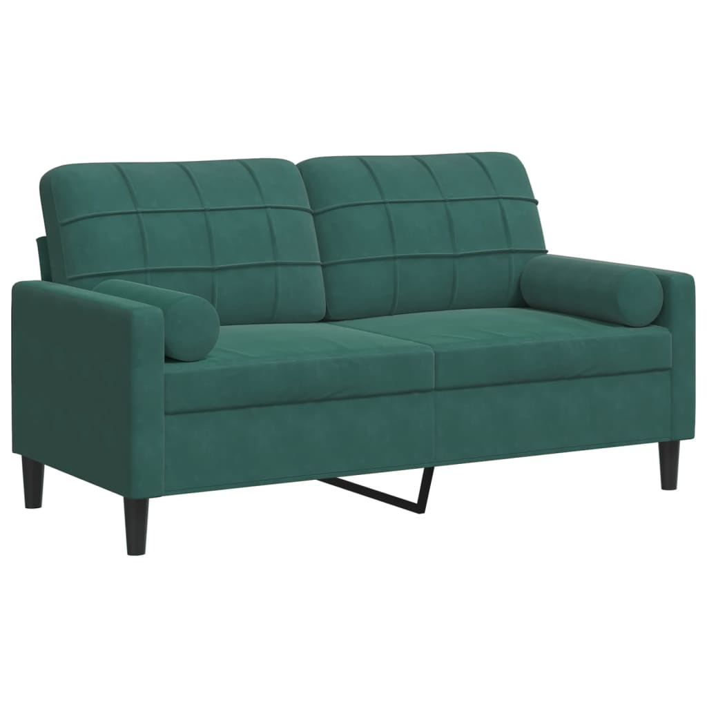 2-Sitzer-Sofa mit Zierkissen Dunkelgrün 140 cm Samt