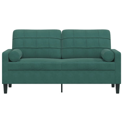 2-Sitzer-Sofa mit Zierkissen Dunkelgrün 140 cm Samt