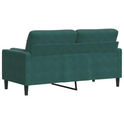 2-Sitzer-Sofa mit Zierkissen Dunkelgrün 140 cm Samt