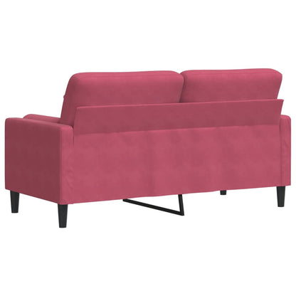 2-Sitzer-Sofa mit Zierkissen Weinrot 140 cm Samt