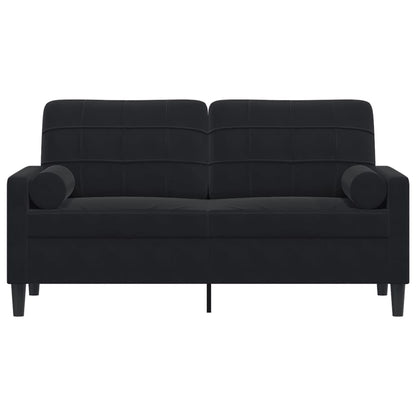 2-Sitzer-Sofa mit Zierkissen Schwarz 140 cm Samt