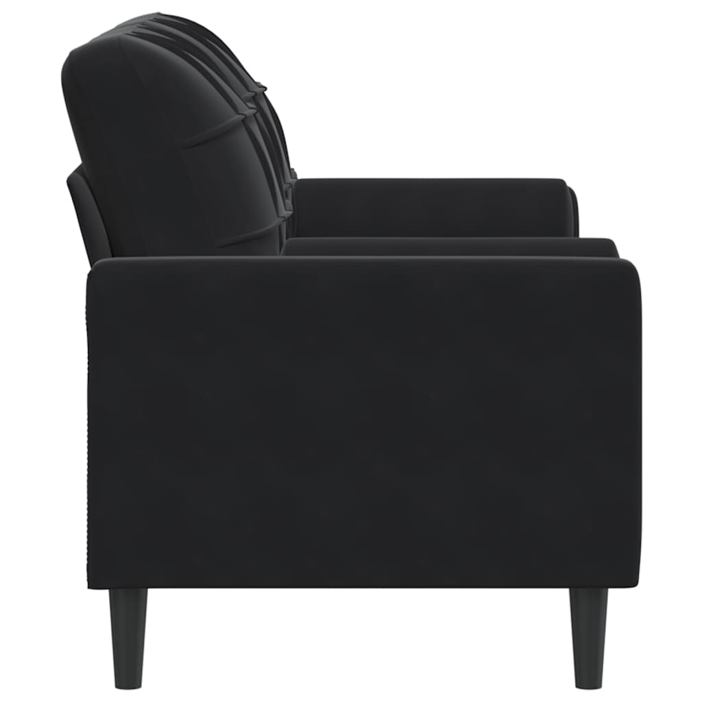 2-Sitzer-Sofa mit Zierkissen Schwarz 140 cm Samt