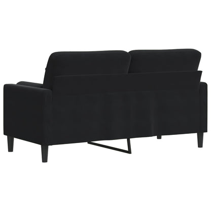 2-Sitzer-Sofa mit Zierkissen Schwarz 140 cm Samt