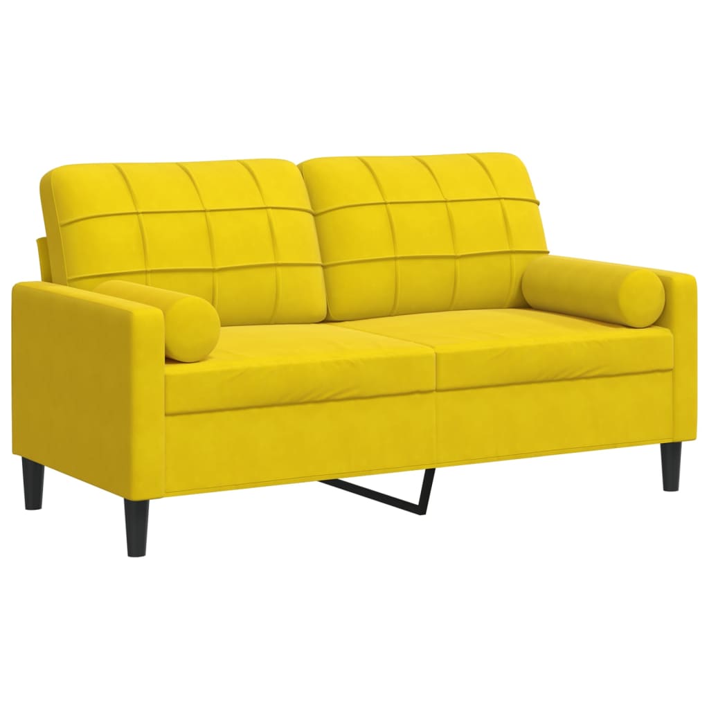 2-Sitzer-Sofa mit Zierkissen Gelb 140 cm Samt