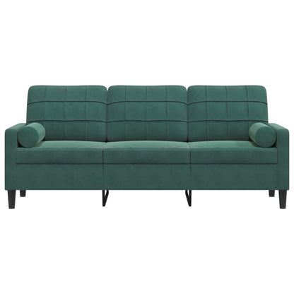 3-Sitzer-Sofa mit Zierkissen Dunkelgrün 180 cm Samt