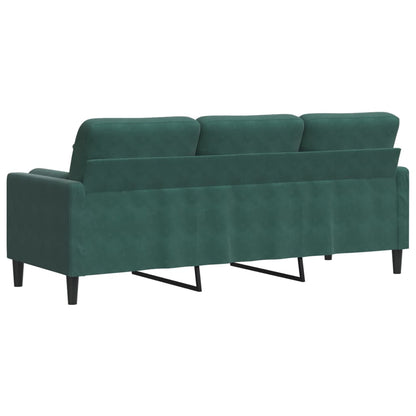 3-Sitzer-Sofa mit Zierkissen Dunkelgrün 180 cm Samt