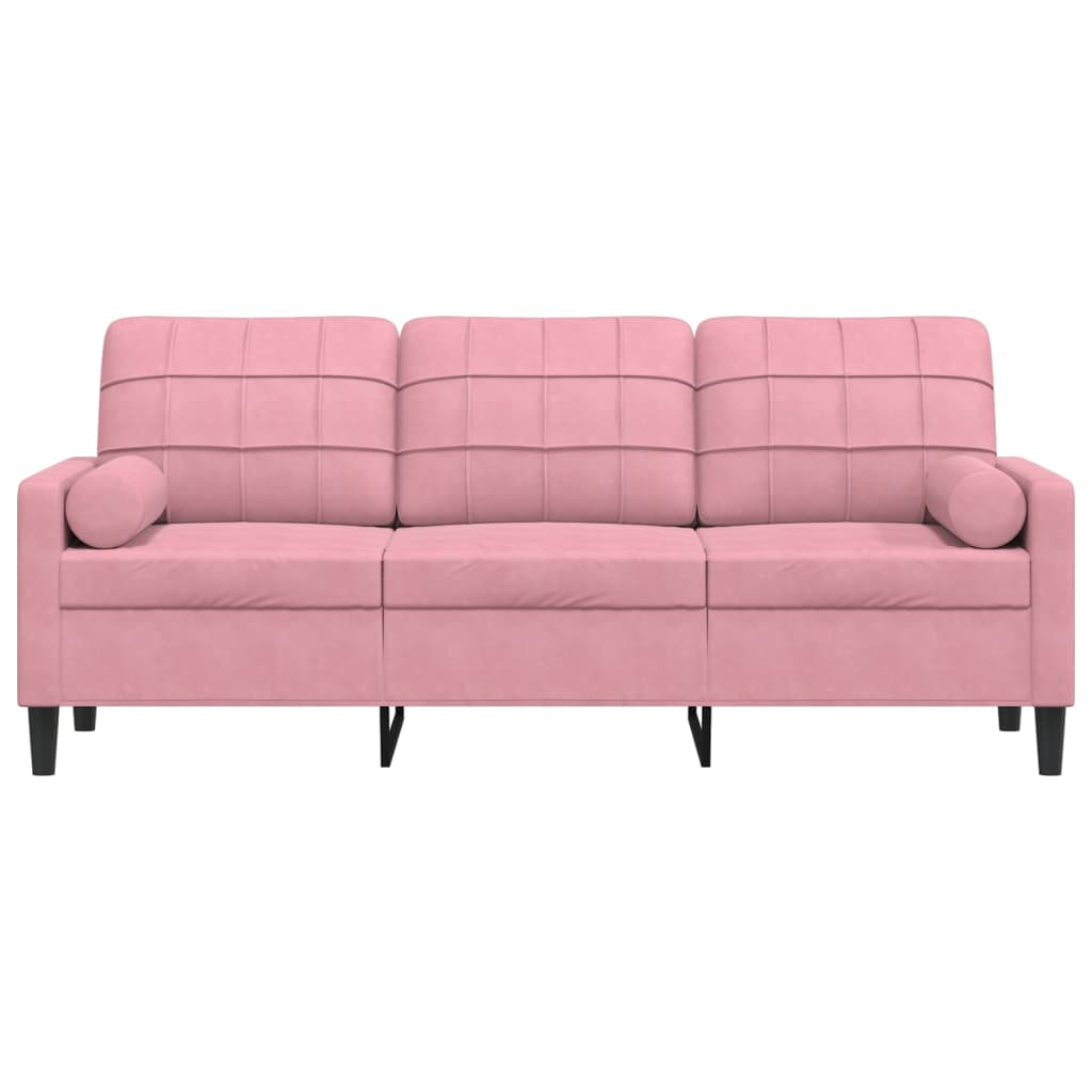 3-Sitzer-Sofa mit Zierkissen Rosa 180 cm Samt