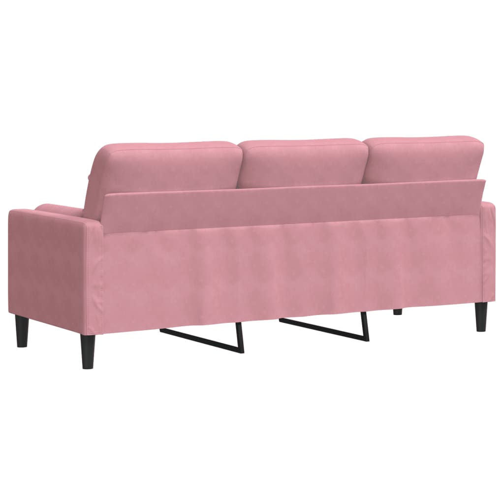 3-Sitzer-Sofa mit Zierkissen Rosa 180 cm Samt