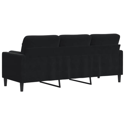 3-Sitzer-Sofa mit Zierkissen Schwarz 180 cm Samt