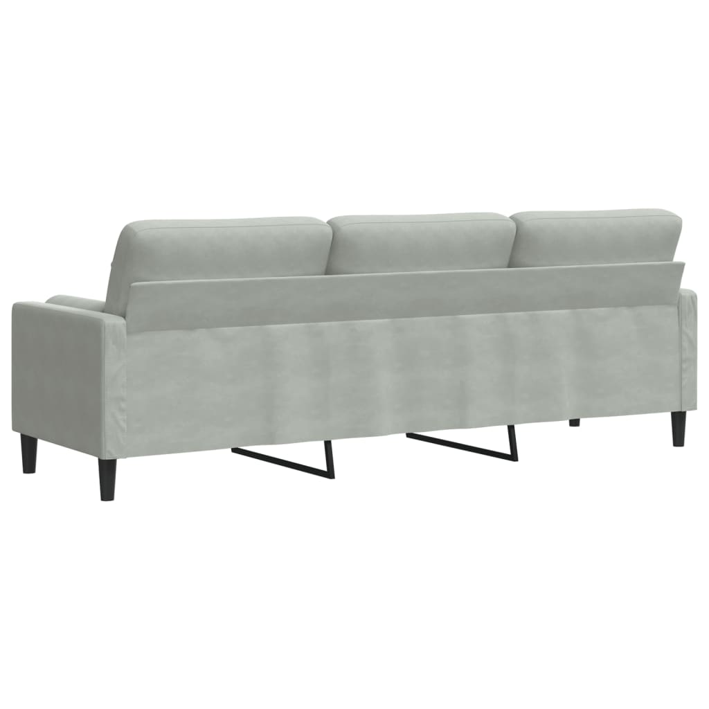 Sofa 3-Sitzer mit Zierkissen Hellgrau 210 cm Samt