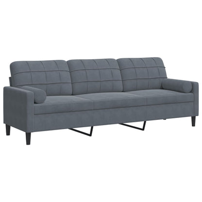 Sofa 3-Sitzer mit Zierkissen Dunkelgrau 210 cm Samt