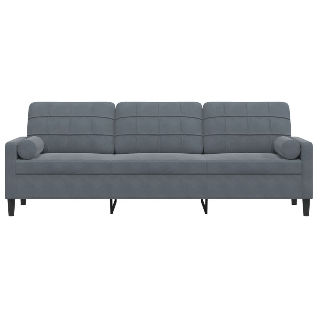 Sofa 3-Sitzer mit Zierkissen Dunkelgrau 210 cm Samt