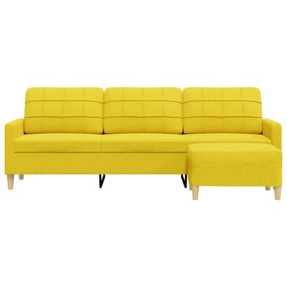 3-Sitzer-Sofa mit Hocker Hellgelb 210 cm Stoff