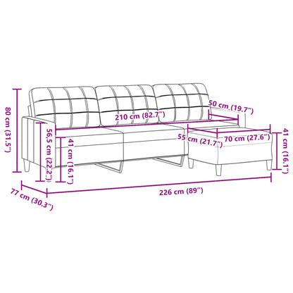 3-Sitzer-Sofa mit Hocker Hellgelb 210 cm Stoff