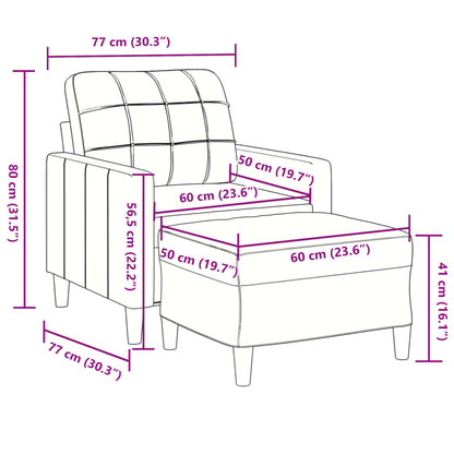 Sessel mit Hocker Weinrot 60 cm Samt