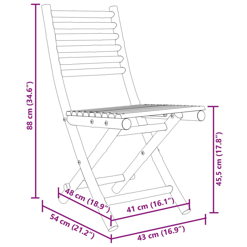 Gartenstühle 8 Stk. Klappbar 43x54x88 cm Bambus