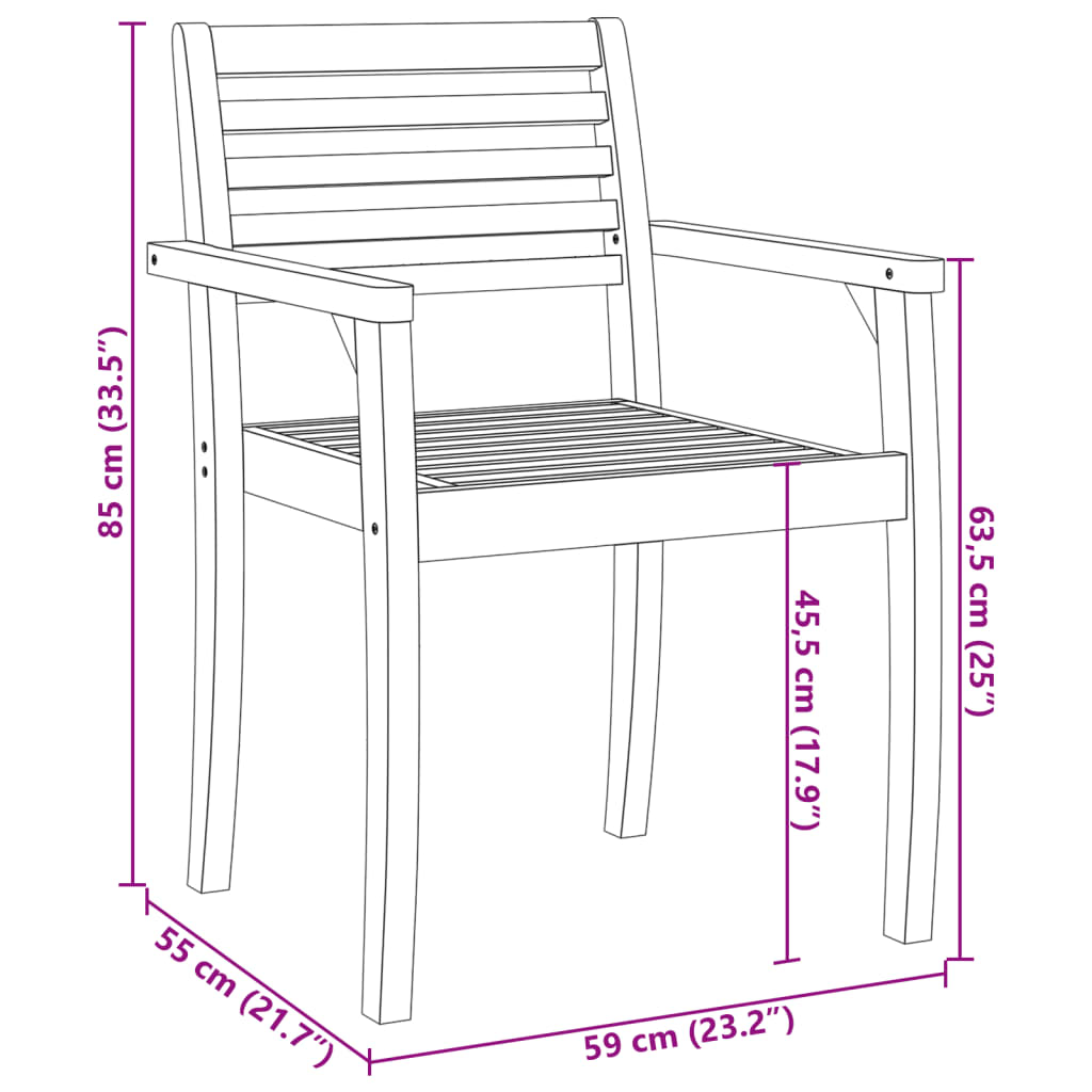 Gartenstühle 8 Stk. 59x55x85 cm Massivholz Akazie