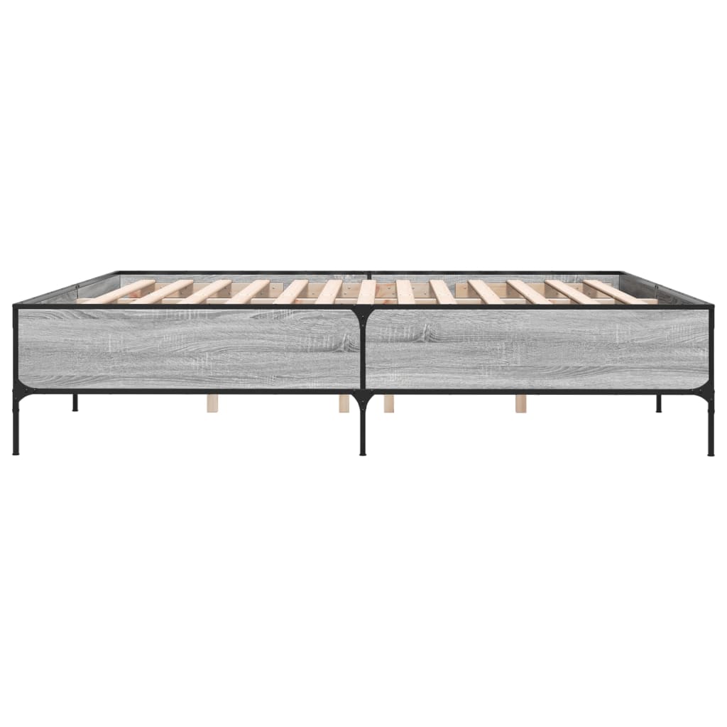 Bettgestell Grau Sonoma 180x200 cm Holzwerkstoff und Metall