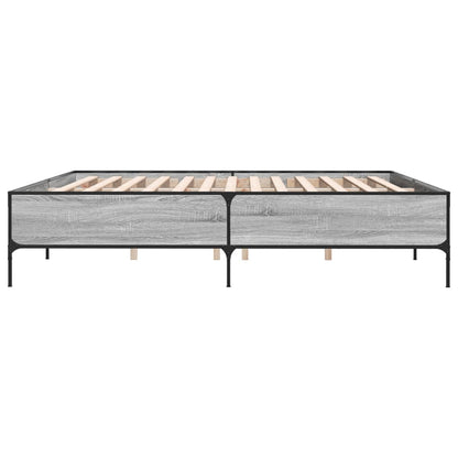 Bettgestell Grau Sonoma 180x200 cm Holzwerkstoff und Metall