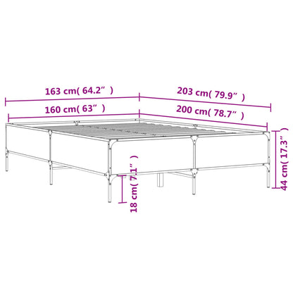 Bettgestell Sonoma-Eiche 160x200 cm Holzwerkstoff und Metall