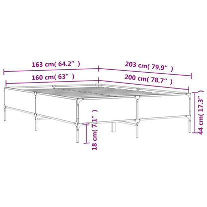 Bettgestell Räuchereiche 160x200 cm Holzwerkstoff und Metall