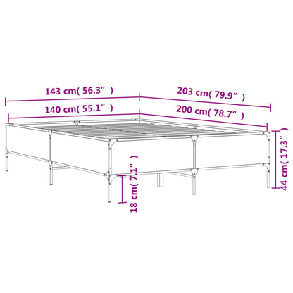 Bettgestell Schwarz 140x200 cm Holzwerkstoff und Metall