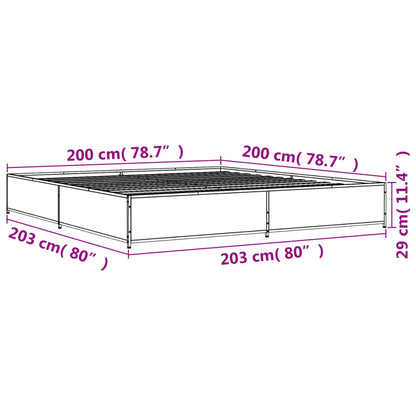 Bettgestell Sonoma-Eiche 200x200 cm Holzwerkstoff und Metall