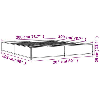 Bettgestell Braun Eichen-Optik 200x200 cm Holzwerkstoff Metall